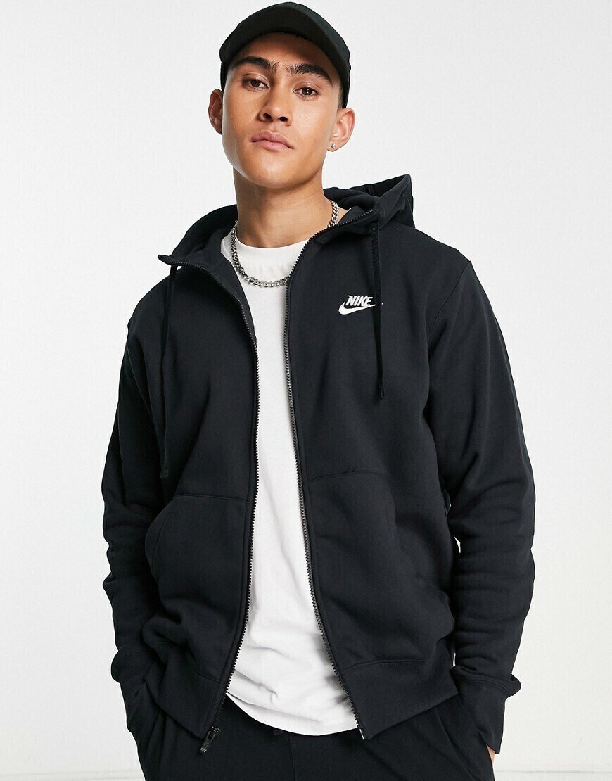 NikeClub Φούτερ Fleece με Κουκούλα Μαύρο